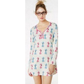 Poodles Long Sleeve Classic Stretch Sweetheart Henley Nightshirt